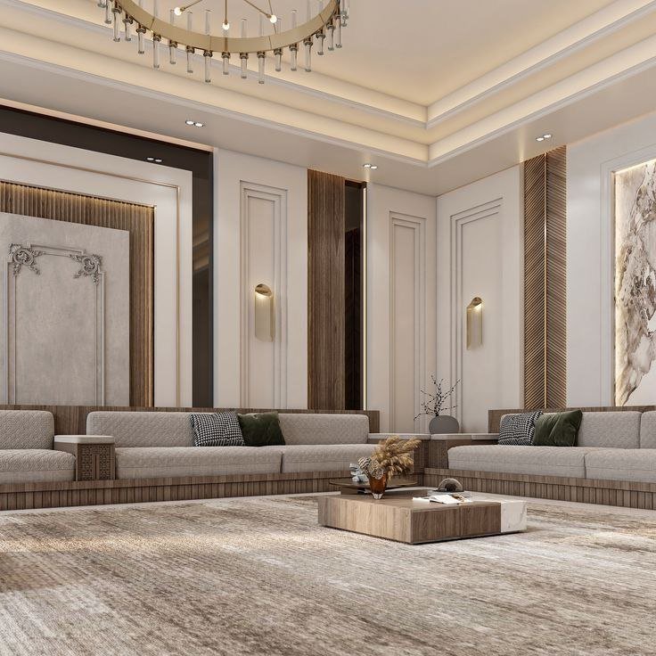 خدمة مجلس ملكي بتفاصيل كلاسيكية راقية ضمن قسم مجالس