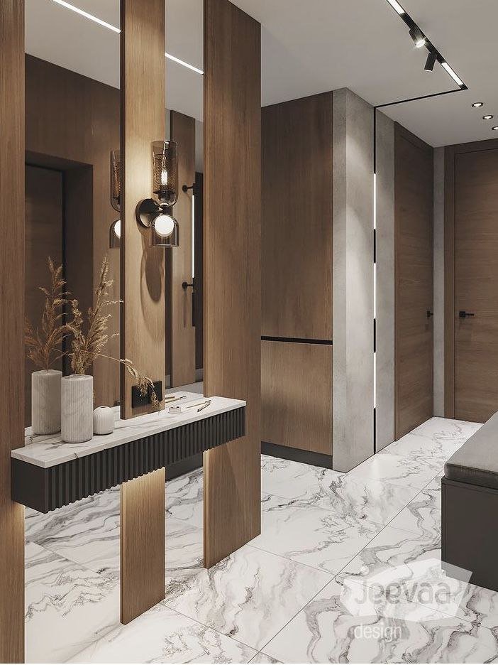 خدمة تناسق راقٍ بالألوان والتفاصيل ضمن قسم ديكور مداخل واستقبال