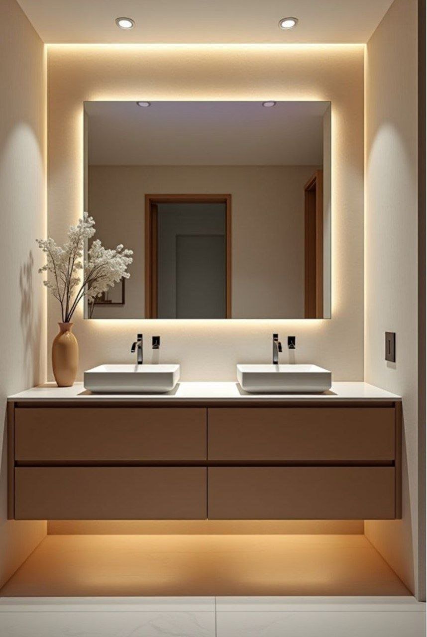 خدمة تناسق الإضاءة والتفاصيل ضمن قسم مغاسل