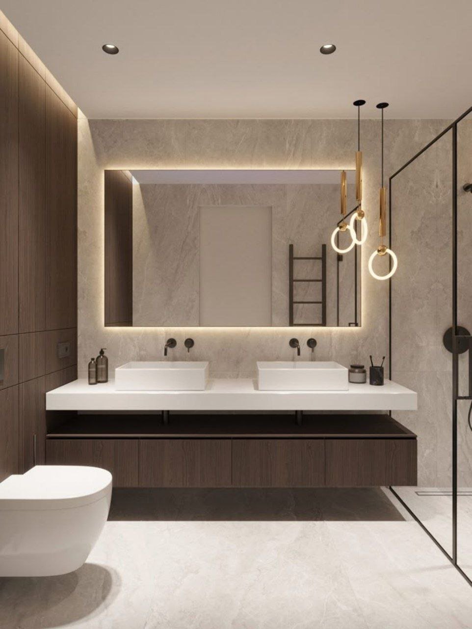 خدمة حمام مودرن متكامل ضمن قسم مغاسل